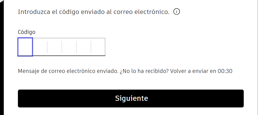 Pantalla de Autodesk para introducir el código enviado al correo vinculado